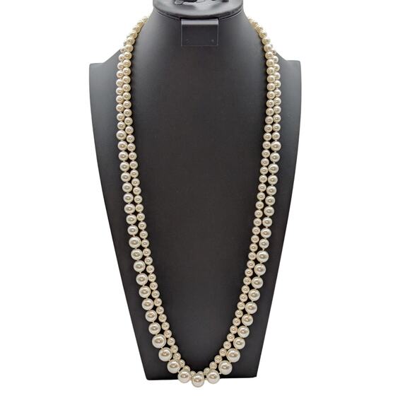 Lot of Three Strands Knotted Glass Faux Pearls to Layer or Wear Alone - Picture 2 of 6